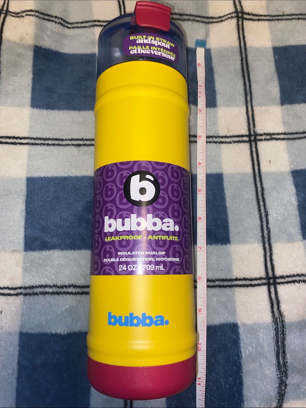 Bubba 24 oz Insulated Water Bottle — Yellow with Pink Accents